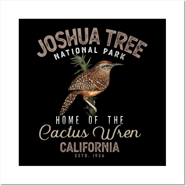 Joshua Tree National Park Vintage Cactus Wren Wall Art by MarkusShirts